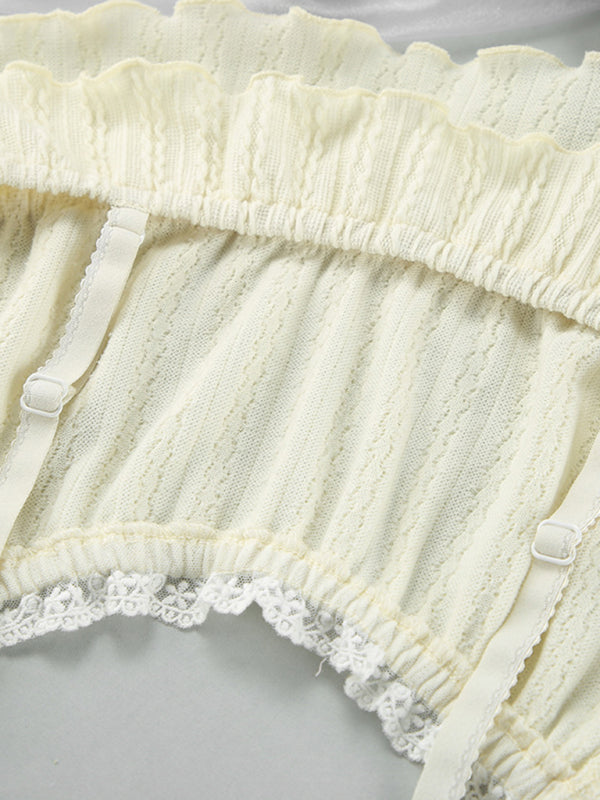 Sexy hollow lace camisole shorts pajamas two-piece set