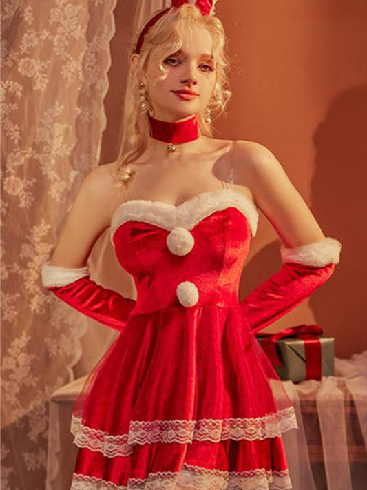 Christmas sexy lingerie uniform temptation